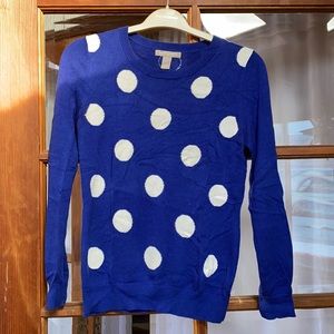 Darling cobalt blue and white polka dot sweater.